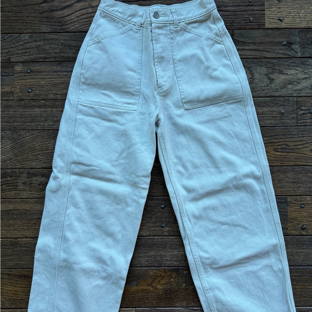 & other stories Stockholm Atelier white cropped mom jeans: